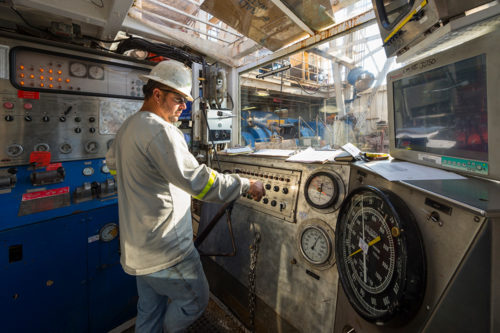 Driller in driller's shack